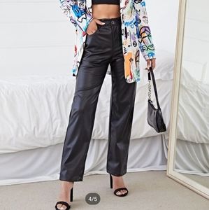 High waisted PU leather pants